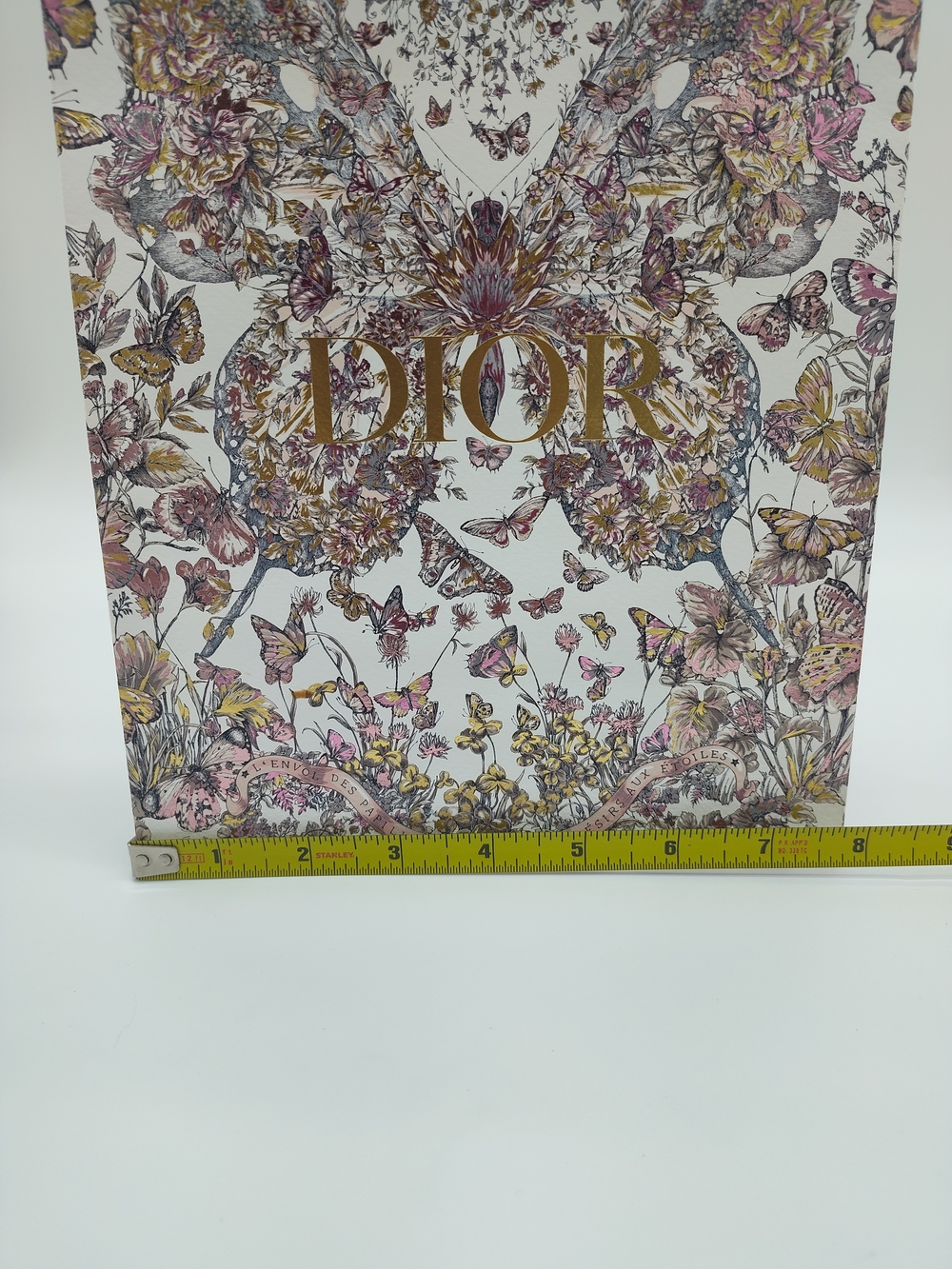 DIOR Butterfly Floral Around The World Gift Bag Gold Star Charm Ribbon PRISTINE - Picture 7 of 10